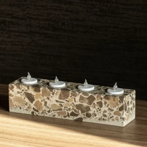 Keturvietė terrazzo žvakidė
